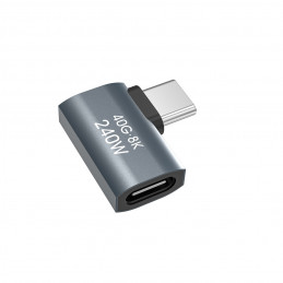 „Wozinsky WPKB-01 USB-C“ – USB-C 40Gb/ s 240W 8K OTG adapteris su kampiniu pakreipimu – pilkas