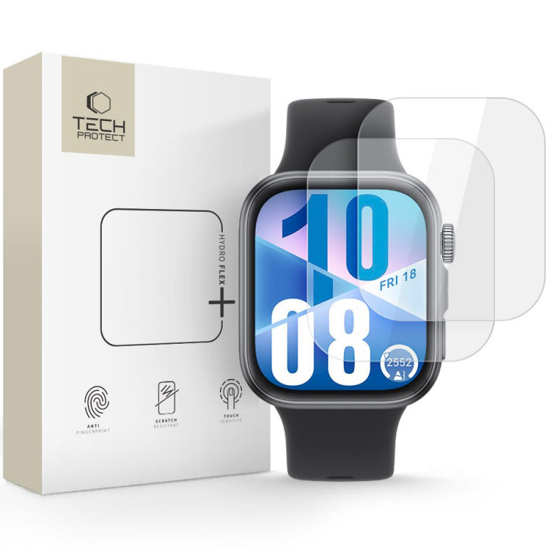 „Tech-Protect Hofi Hydro Flex+“ 2 hidrogelio plėvelių pakuotė, skirta „Huawei Watch Fit 3 / 4“ - skaidri