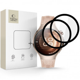 „Tech-Protect Glass Flex+“ 2 hibridinių stiklų pakuotė, skirta „Huawei Watch 5“ 42 mm laikrodžiui – juoda