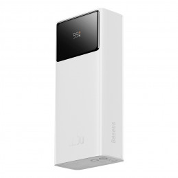 „Baseus EnerFill FP41“ 30000mAh 22,5W išorinė baterija su „Baseus Simple USB-A“ - „USB-C 3A“ 30 cm laidu - balta