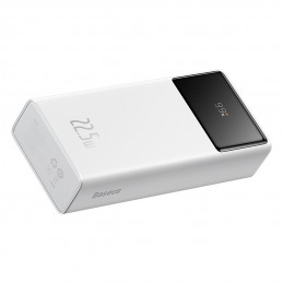 „Baseus EnerFill FP41“ 30000mAh 22,5W išorinė baterija su „Baseus Simple USB-A“ - „USB-C 3A“ 30 cm laidu - balta