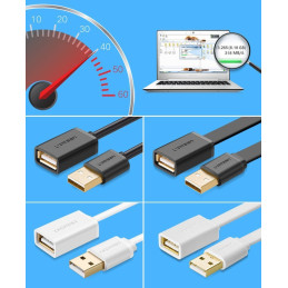 Ugreen kabelis USB (moteris) - USB (vyriškas) adapterio laidas 2m juodas (10316)