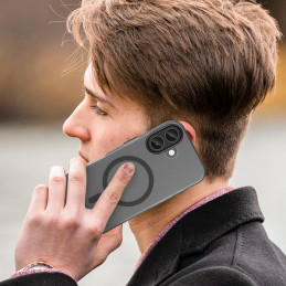 Magnetinis abrazyvinis iPhone 17 dėklas, suderinamas su „MagSafe“ – matinės juodos spalvos