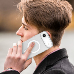 Magnetinis abrazyvinis „iPhone 17 Air“ dėklas, suderinamas su „MagSafe“ – matinės baltos spalvos