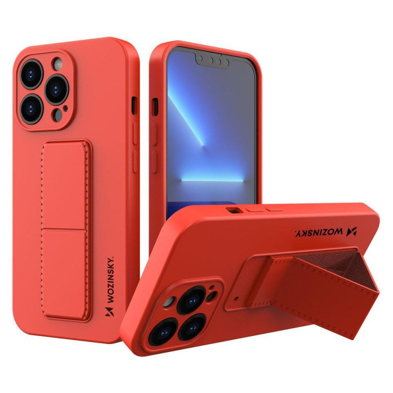 Wozinsky Kickstand Case silikoninis dėklas su stovu iPhone 13 Pro raudonas