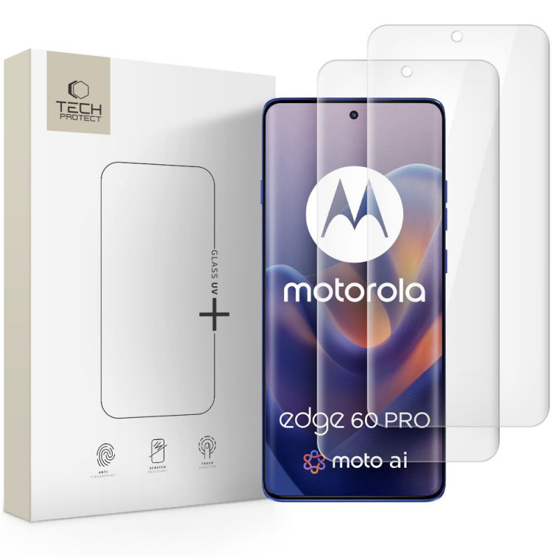 „Tech-Protect Glass UV+“ 2 grūdinto stiklo pakuotė „Motorola Edge 60 Pro“ – skaidrus