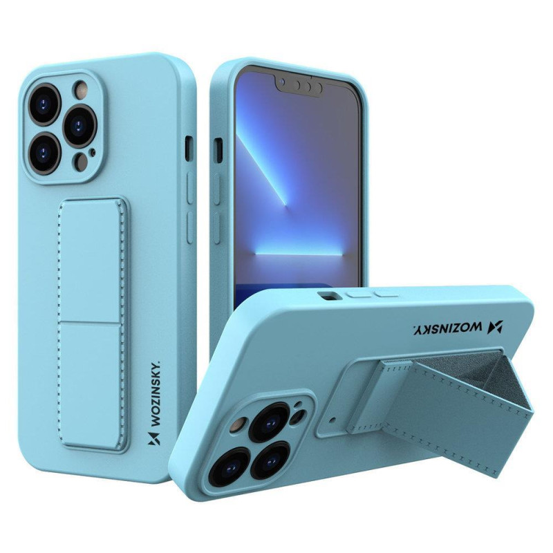 Wozinsky Kickstand Case silikoninis dėklas su stovu iPhone 13 Pro šviesiai mėlynas