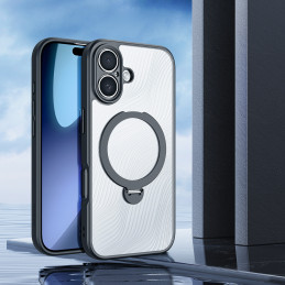 „Dux Ducis Aimo Mag“ dėklas su magnetiniu žiedu ir stovu, skirtas „iPhone 17“ – juodas