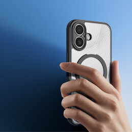 „Dux Ducis Aimo Mag“ dėklas su magnetiniu žiedu ir stovu, skirtas „iPhone 17“ – juodas