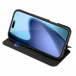 „Dux Ducis Skin Pro“ dėklas, skirtas „iPhone 17 Air“ su atlenkimu ir kortelių lizdu – juodas