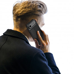 „Dux Ducis Skin Pro“ dėklas, skirtas „iPhone 17 Air“ su atlenkimu ir kortelių lizdu – juodas