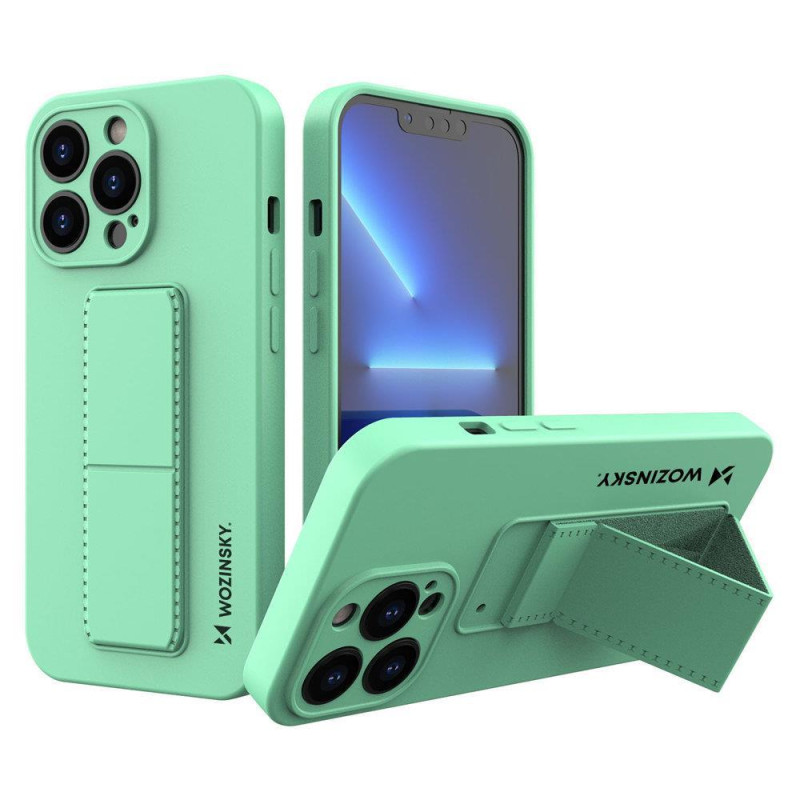 Wozinsky Kickstand Case silikoninis dėklas su stovu iPhone 13 Pro mint