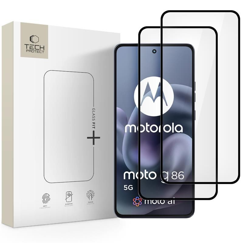 „Tech-Protect Glass Fit+“ grūdinto stiklo „Motorola Moto G86 5G / G86 5G Power“ 2 vnt. pakuotė – juodas