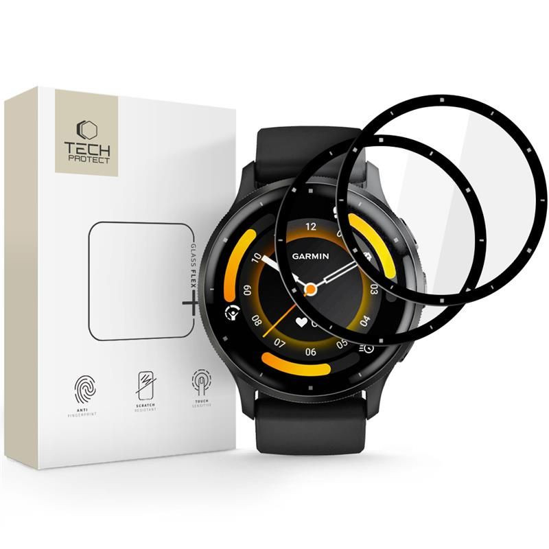 „Tech-Protect Glass Flex+“ 2 hibridinių stiklų pakuotė, skirta „Garmin Venu 3“ – juoda