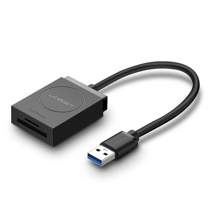 „Ugreen“ SD / „micro SD“ kortelių skaitytuvas, skirtas USB 3.0 juodai (CR127 20250)