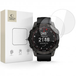 „Tech-Protect Glass Fit+“ 2 grūdintų stiklų pakuotė, skirta „Garmin Fenix 7 / 7 Pro“ - skaidrūs