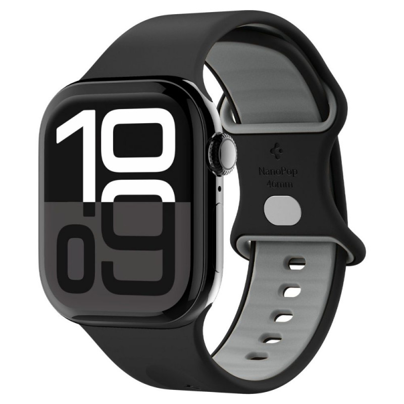 „Spigen Nano Pop“ dirželis, skirtas „Apple Watch 44 / 45 / 46 / 49 mm“ – juodas ir pilkas