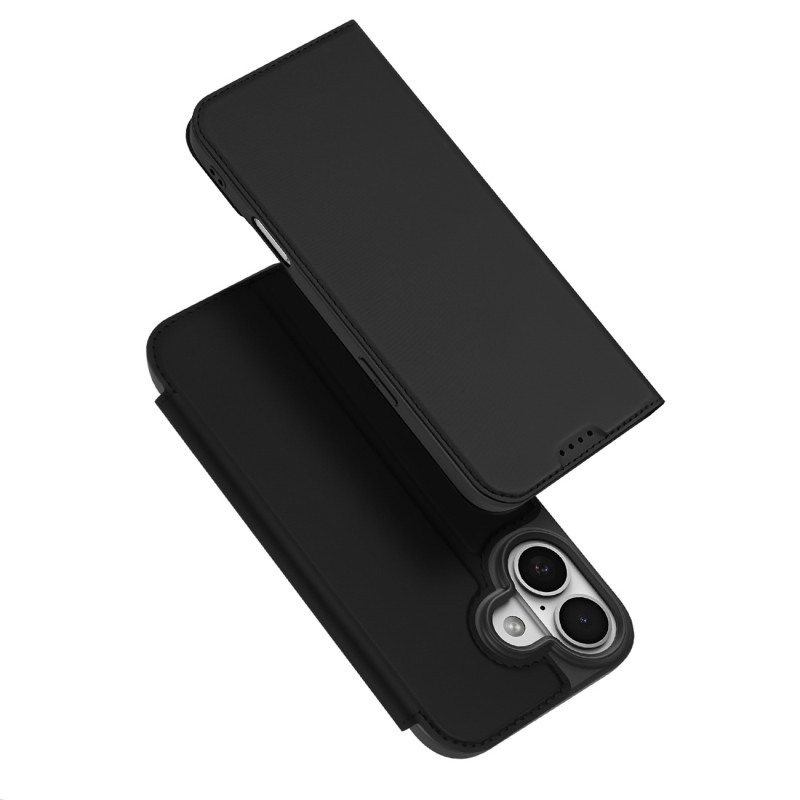 „Dux Ducis Skin Pro iPhone 17“ dėklas su atlenkimu ir kortelių lizdu – juodas