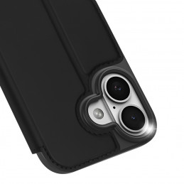 „Dux Ducis Skin Pro iPhone 17“ dėklas su atlenkimu ir kortelių lizdu – juodas