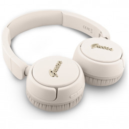 Ausinės „Guess Metal Logo Script“ už ausų – smėlio spalvos