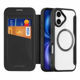 „Dux Ducis Skin X Pro iPhone 17“ dėklas su pinigine, suderinamas su „MagSafe“ – juodas
