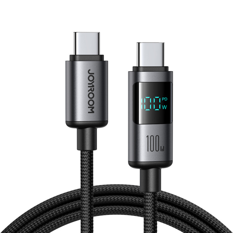 „Joyroom S-A16 Pro Prism“ serijos 100 W USB-C laidas – USB-C su skaitmeniniu ekranu 1,2 m – juodas