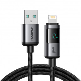 „Joyroom S-A16 Pro Prism“ serijos 3A USB-A – „Lightning“ laidas su ekranu, 1,2 m – juodas