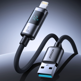 „Joyroom S-A16 Pro Prism“ serijos 3A USB-A – „Lightning“ laidas su ekranu, 1,2 m – juodas