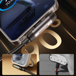 „Joyroom S-A56 EnjoyX“ serijos 90° USB-C – USB-C laidas 60W 1,2 m – juodas