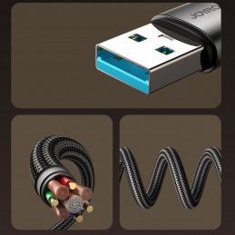 „Joyroom S-A56 EnjoyX“ serijos 90° USB-A - USB-C 3A laidas 1,2 m - juodas