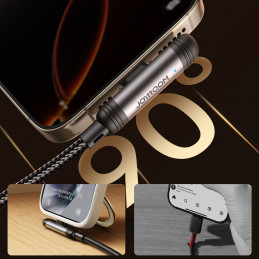 „Joyroom S-A56 EnjoyX“ serijos 90° USB-A – „Lightning“ 3A laidas 1,2 m – juodas