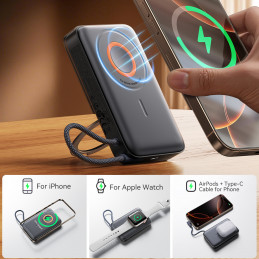 „Joyroom JR-PBM02“ išorinė baterija, 22,5 W, 10000 mAh, 3in1, magnetinė, indukcinė, suderinama su „MagSafe“ ir įmontuotu...