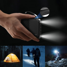 „Dudao K11“ 10000mAh išorinė baterija su įmontuotais laidais – juoda