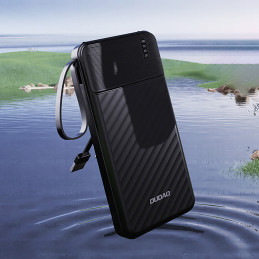„Dudao K11“ 10000mAh išorinė baterija su įmontuotais laidais – juoda