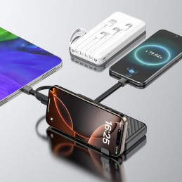 „Dudao K11“ 10000 mAh išorinė baterija su įmontuotais laidais – balta