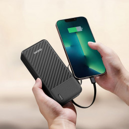 „Dudao K11 Pro“ 20000mAh išorinė baterija su įmontuotais laidais – juoda