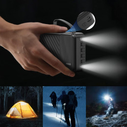 „Dudao K11 Pro“ 20000mAh išorinė baterija su įmontuotais laidais – juoda
