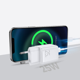 Joyroom greitas sieninis įkroviklis C tipo USB 25W 3A EU kištukas baltas (L-P251)