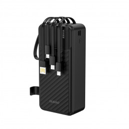 „Dudao K11 Max 30000mAh“ išorinė baterija su įmontuotais laidais – juoda