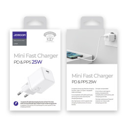 Joyroom greitas sieninis įkroviklis C tipo USB 25W 3A EU kištukas baltas (L-P251)