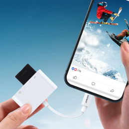 OTG HUB Joyroom S-H142 Lightning - USB-A 3.2 / Lightning / SD, TF kortelių skaitytuvas - baltas