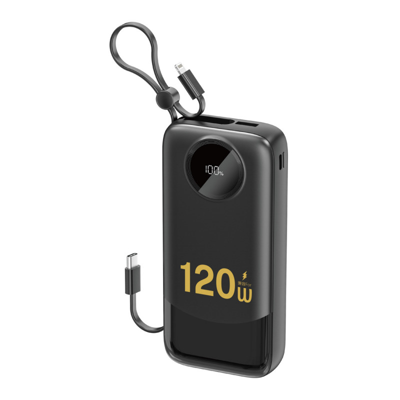 „Dudao K13Pro“ 20000mAh išorinė baterija su įmontuotu laidu – juoda