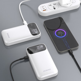 „Dudao K31“ 10000 mAh 22,5 W PD išorinė baterija su integruotu laidu – balta