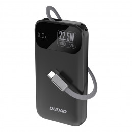 „Dudao K31“ 10000 mAh 22,5 W PD išorinė baterija su įmontuotu laidu – juoda
