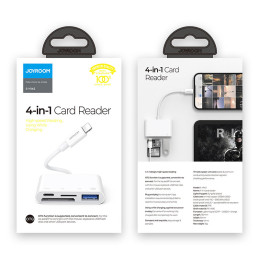 OTG HUB Joyroom S-H142 Lightning - USB-A 3.2 / Lightning / SD, TF kortelių skaitytuvas - baltas