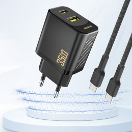 „Dudao A27 MaxC“ 35 W „GaN“ sieninis įkroviklis + USB-C laidas – juodas