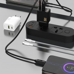 „Dudao A27 MaxC“ 35 W „GaN“ sieninis įkroviklis + USB-C laidas – baltas