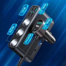 Joyroom JR-CL06 9in1 automobilinis įkroviklis 154W 5x USB-A / USB-C / 3x cigarečių degiklio lizdas PD QC PPS - juodas