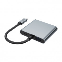 „Tech-Protect HB08 4in1“ USB-C + USB2.0 + 2 x HDMI 4K 60HZ adapteris – pilkas