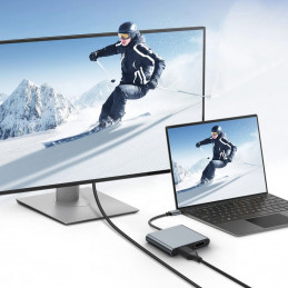 „Tech-Protect HB08 4in1“ USB-C + USB2.0 + 2 x HDMI 4K 60HZ adapteris – pilkas